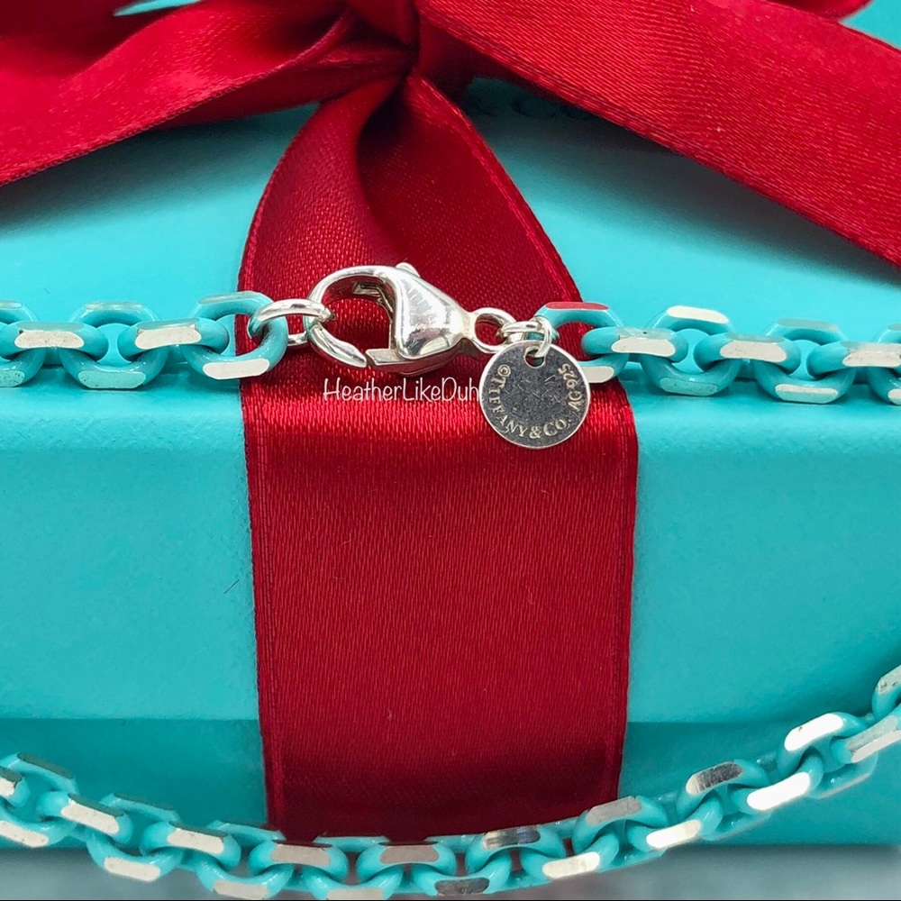 Rare! Authentic Tiffany & Co Blue Enamel & Silver Sparkler Chain Link Bracelet - Picture 3 of 9